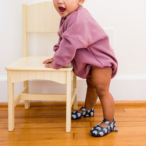 Little Penguin Shoes |  Baby 4 Navy Blue Mary Jane Rainbow - Picture 7 of 9